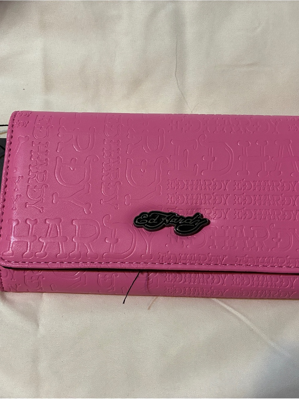 Ed Hardy Pink Embossed Signature Wallet
